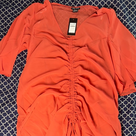 NWT City Chic Drawn Up Ruched Chiffon
Dress (Plus Size) - Picture 2 of 2